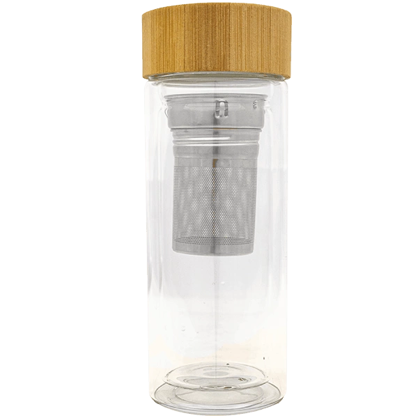 Glazen theeterm met thee-ei