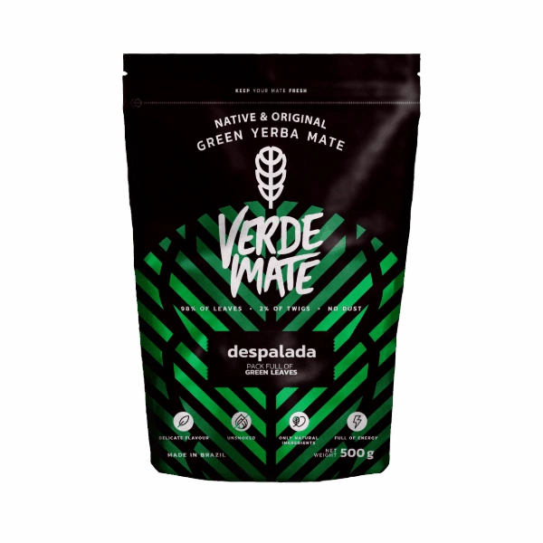 Groene yerba mate ‘Verde Mate Green Despalada’ in een doypack.
