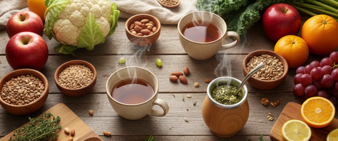 Biologische voeding en gezonde extra's – fruit, kruiden, infusies en biologische producten gemaakt van natuurlijke ingrediënten