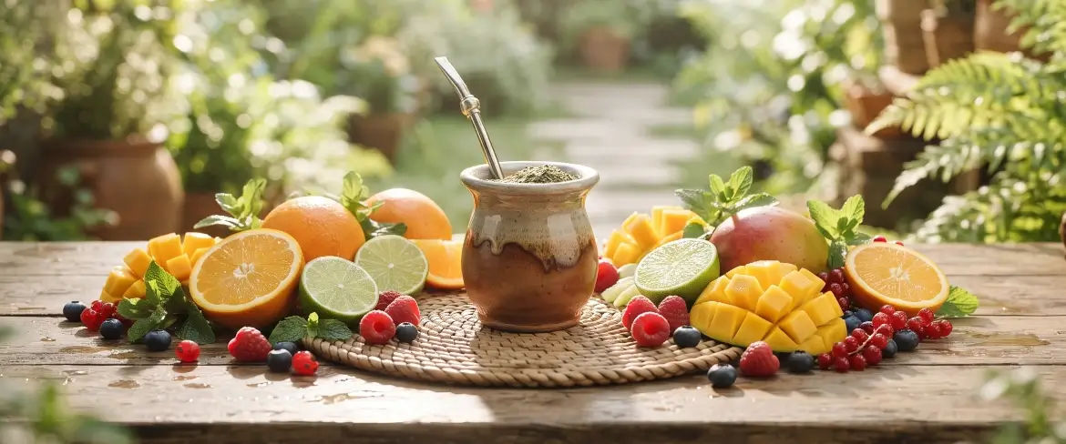 Combineer yerba mate met citrus, mango en bessen in een mate-kalebas, voor een frisse en verfrissende infusie.