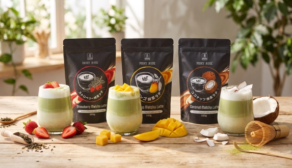 Mary Rose matcha latte – gearomatiseerde matcha met fruit en kokos