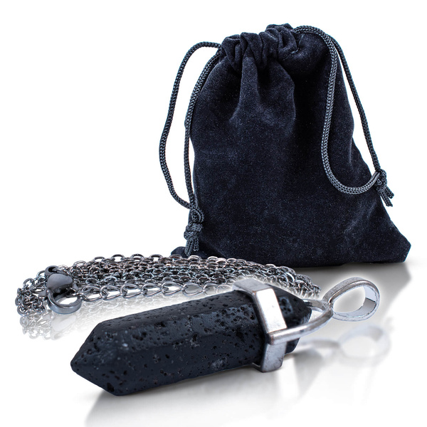 Hanger met lavasteen in zakje + ketting