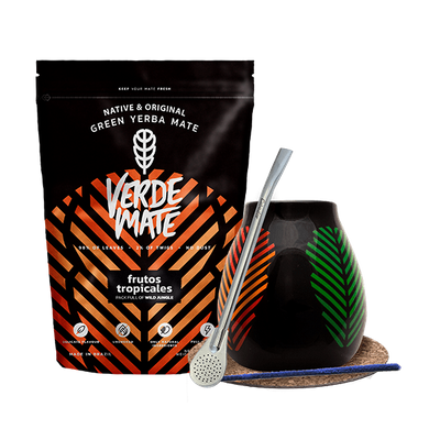 Yerba Mate-set: Verde Mate Frutos Tropicales 500g + Kalebas + Bombilla
