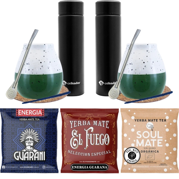 Yerba Mate starter kit Thermos 3x50g voor paar