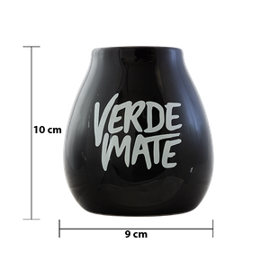 Keramische mate-kalebas met Verde Mate-logo (zwart) 350 ml