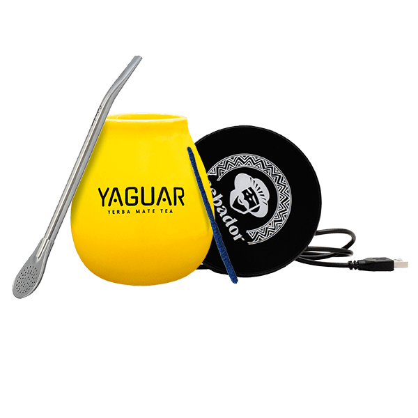 Yerba Mate Accessoireset: USB-kopverwarmer + Kalebas + Bombilla