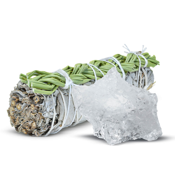 Meditatie set: witte salie wierook + bergkristal