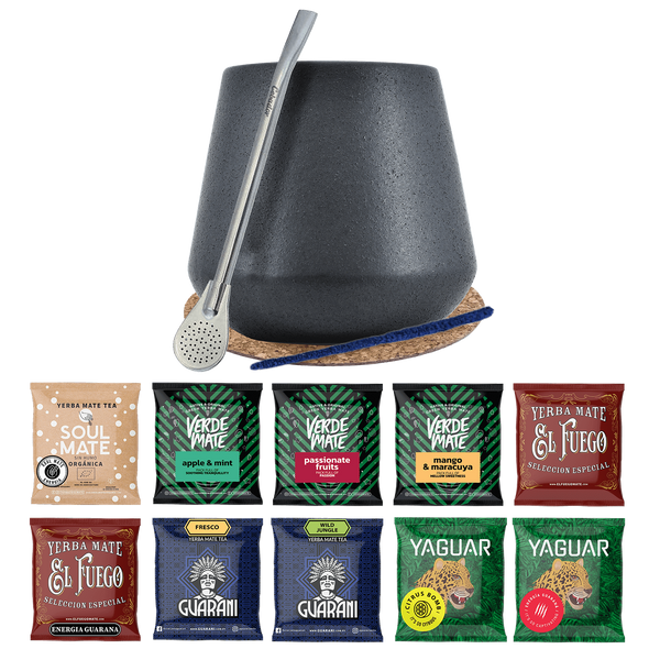 Yerba Mate Set 10x50g Kalebas Bombilla 500g