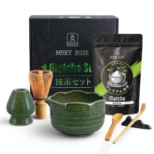 Geschenkset: Japanse premium matcha + matchawan + bamboeaccessoires