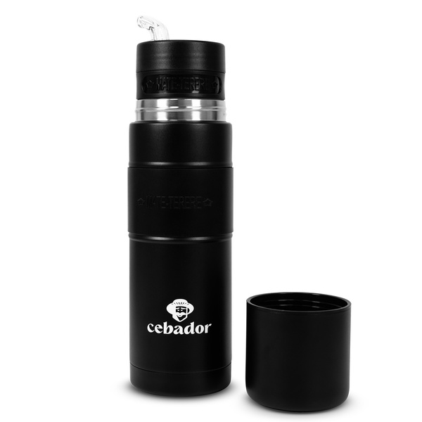 Yerbomos XL ALL IN ONE - 750ml - Mate beker, thermosfles en bombilla in één (zwart)