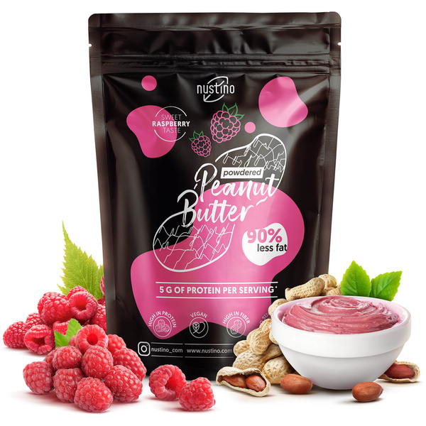 Set pindakaaspoeder Nustino: Raspberry + Salted Caramel + Matcha 3x400g