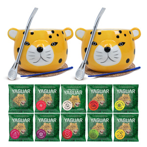 Yerba Mate-set voor Twee: monsters Yaguar 10x50g + 2x Kalebas + 2x Bombilla