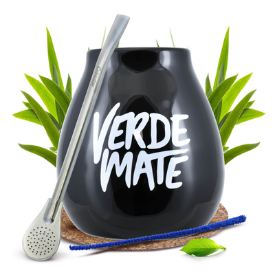 Zwarte Verde Mate kalebas + bombilla set