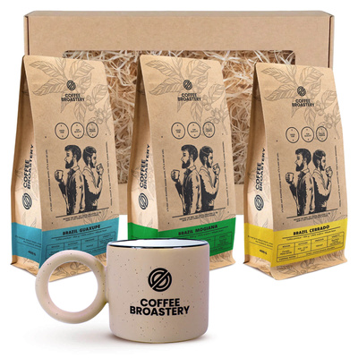 Cadeauset Bro Coffee Roastery: 3× Braziliaanse koffie + mok