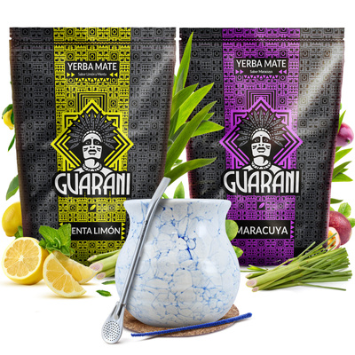 Yerba mate set Guarani 2x500g keramische kalebas bombilla