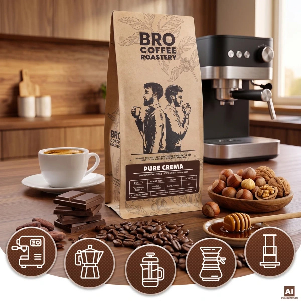 Bro Coffee Roastery – Hele Bonen Koffie Pure Crema 1 kg