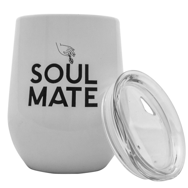 TermoLid – thermobeker voor yerba mate met deksel – Soul Mate (wit) – 350 ml