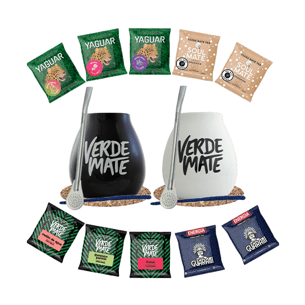 Yerba Mate Set 10x50g 2x Kalebas + 2x Bombilla