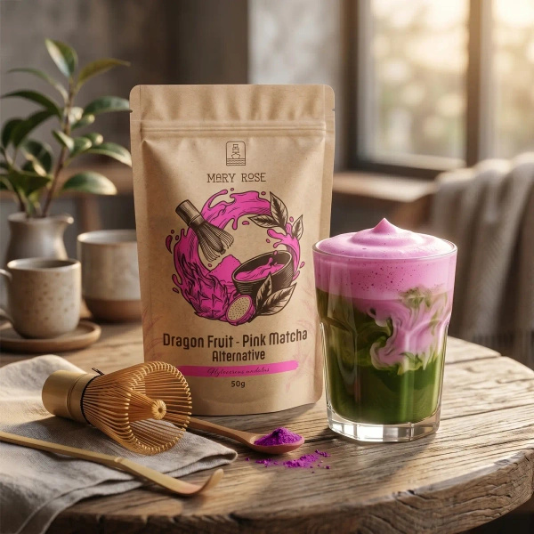 Set voor kleurrijke Matcha Latte: Matcha + Pink Matcha + accessoires
