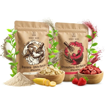 Set met kleurrijke matcha’s: Red Matcha + White Matcha