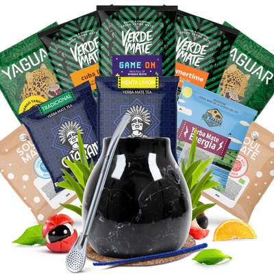Yerba Mate-set: monsters 10x50g + Kalebas + Bombilla