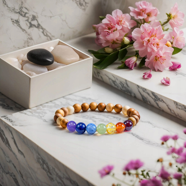 Armband "Zeven Chakra's" – stenen en kadam