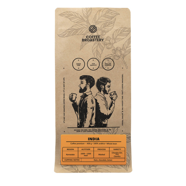 Bro Coffee Roastery - Hele Bonen Koffie India Karnataka Premium 400g