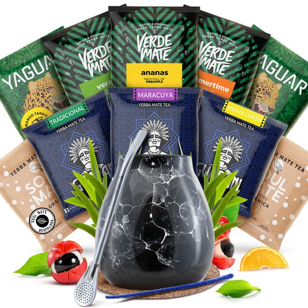 Yerba Mate startset Kalebas Bombilla 10x50g