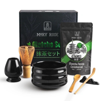 Cadeauset: Japanse ceremoniële matcha + matchawan + bamboeaccessoires