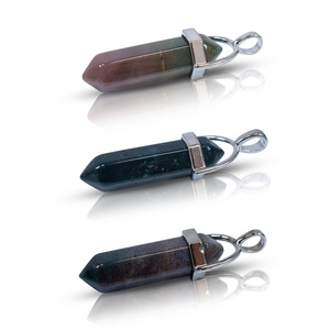 Hanger met Indiase agaat in zakje + ketting