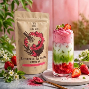 Set voor kleurrijke Matcha Latte: Matcha + Red Matcha + accessoires