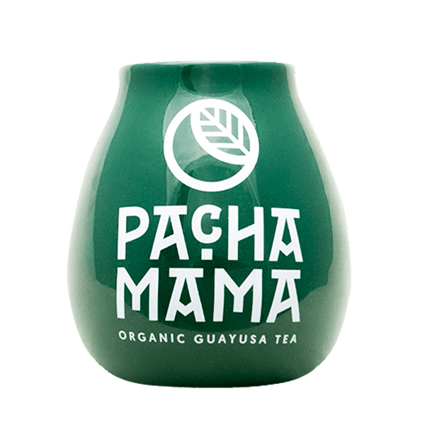 Keramische mate-kalebas met Pachamama-logo (groen) 350 ml