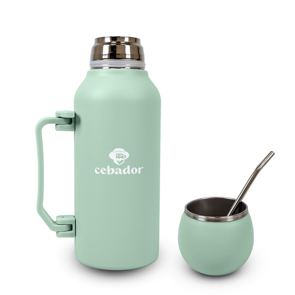 YerbaGo – Thermos met kalebas en bombilla 1,3 L – pistache