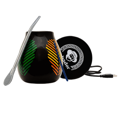 Yerba Mate Accessoireset: USB-kopverwarmer + Kalebas + Bombilla