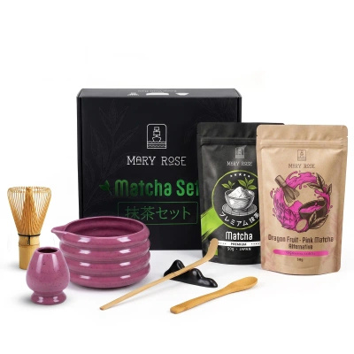 Cadeauset voor kleurrijke Matcha Latte: Matcha + Pink Matcha + accessoires