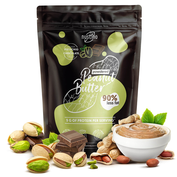 Nustino – Pindakaas in poedervorm – Pistachio & Chocolate (geen suiker toegevoegd) 400 g