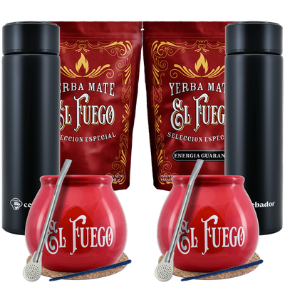 Yerba Mate El Fuego Thermos Set voor Twee 1kg