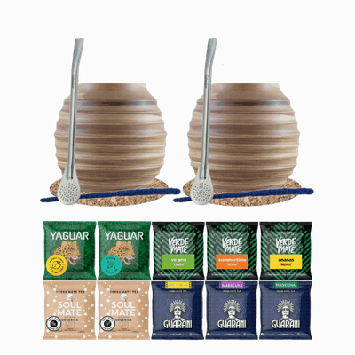 Yerba Mate Set 10x50g 2x Kalebas + 2x Bombilla