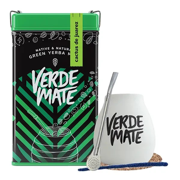 Set Yerbera Verde Mate Cactus de Juarez 0,5kg