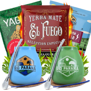 Yerba Mate Energia Set VOOR TWEE Kalebas Bombilla