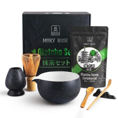 Cadeauset: Japanse ceremoniële matcha + matchawan + bamboeaccessoires