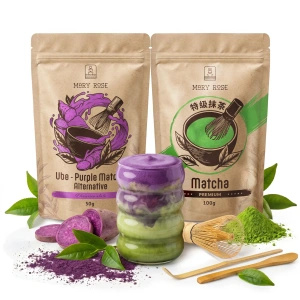 Set voor kleurrijke Matcha Latte: Matcha + Purple Matcha + accessoires