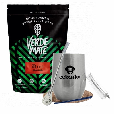 Yerba Mate Set: Verde Mate Deer 500g + TermoLid + Bombilla