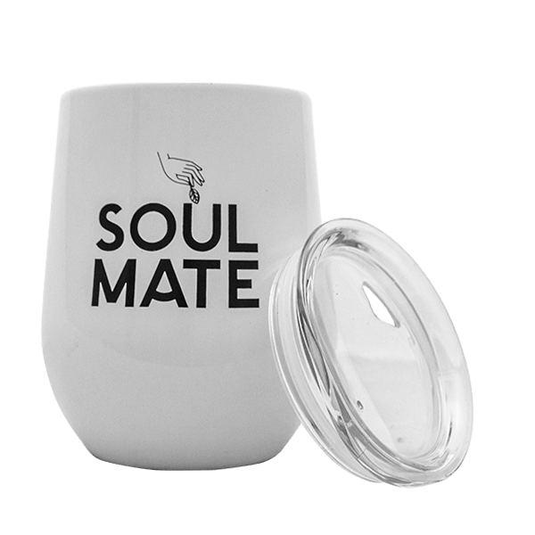 TermoLid – thermobeker voor yerba mate met deksel – Soul Mate (wit) – 350 ml