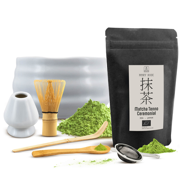 Ceremonieel set voor het zetten van matcha-thee: Japanse BIO matcha 30g + accessoires