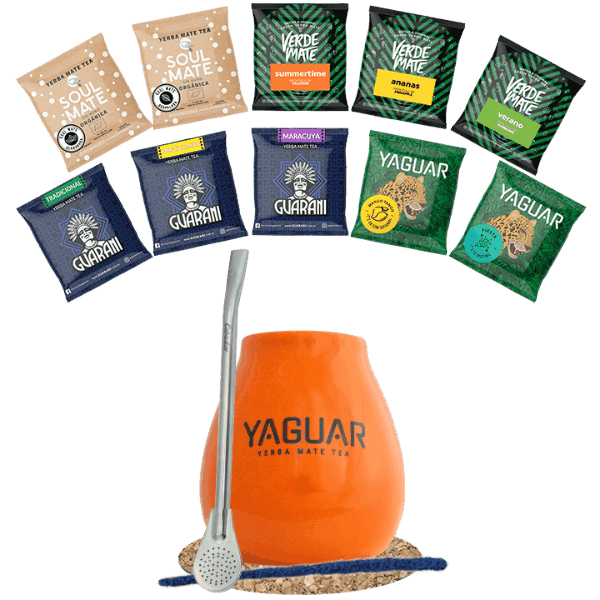 Yerba Mate Set 10x50g Kalebas + Bombilla