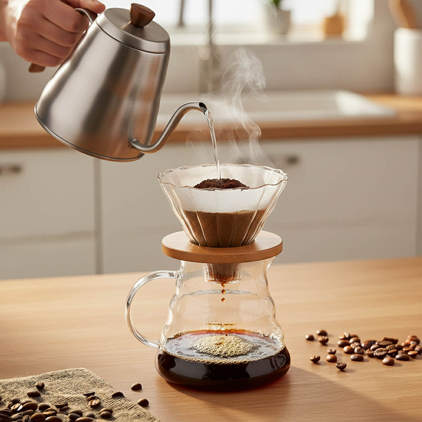 Koffiezetset – glazen dripper en kan