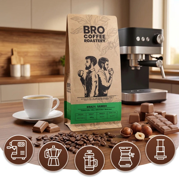 Bro Coffee Roastery – Hele Bonen Koffie Brazil Samba Premium 400g
