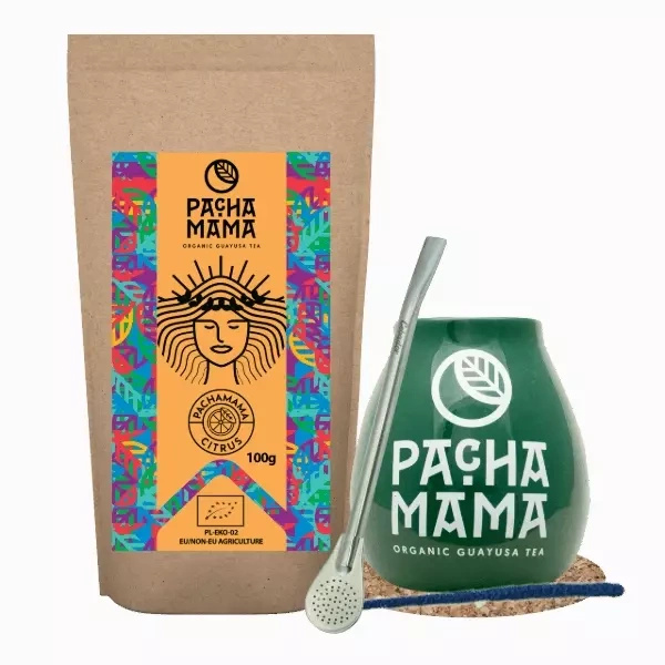 Set Guayusa Pachamama Citrus 100g + Kalebas + Bombilla