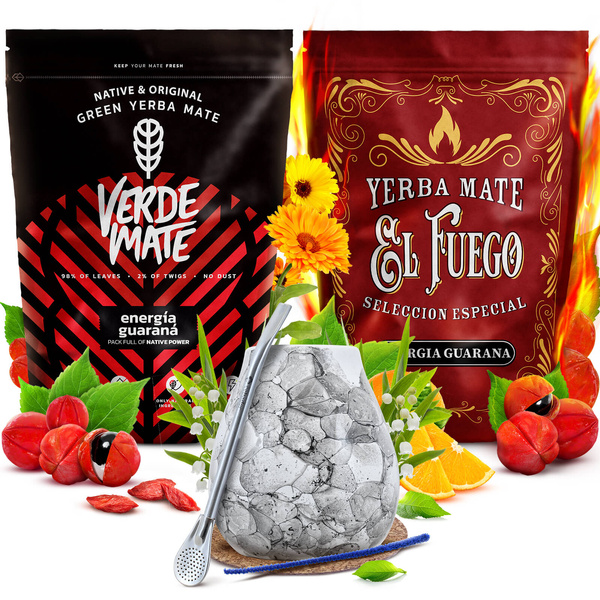 Yerba Mate set Verde Mate El Fuego Energia 2x500g + accessoires